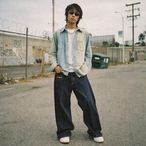 Vintage Evisu Jeans Mens Sz 42x28 Baggy Andy Souwer Denim y2k Hip Hop Japan